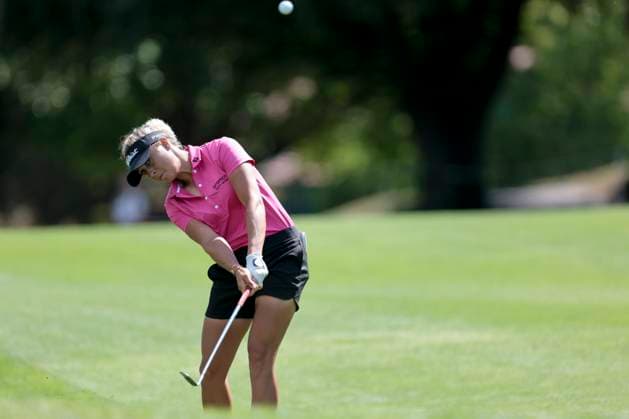 THE AMUNDI EVIAN CHAMPIONSHIP PHOTOPQR LE DAUPHINE Grégory YETCHMENIZA ; Évian-les-Bains ; 30 07 2023 ; Gregory Yetchmeniza LE DAUPHINE LIBERE Photopqr EVIAN-LES-BAINS (HAUTE-SAVOIE) LE 30 JUILLET 2023 THE AMUNDI EVIAN CHAMPIONSHIP 2023 sur notre photo : Pauline Roussin-Bouchard, Fra. The Amundi Evian Championship, one of the five major tournaments in women s golf on July 30, 2023.