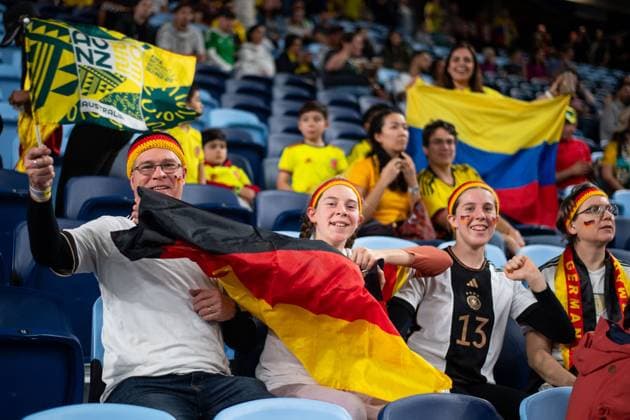 Fans von Deutschland, AUS, Deutschland vs Kolumbien, FIFA Frauen Fussball Weltmeisterschaft Australien 2023, 2. Spieltag, Gruppe H, 30.07.2023 AUS, Deutschland vs Kolumbien, FIFA Frauen Fussball Weltmeisterschaft Australien 2023, 2. Spieltag, Gruppe H, 30.07.2023 Sydney *** Fans of Germany, AUS, Germany vs Colombia, FIFA Womens World Cup Australia 2023, Matchday 2, Group H, 30 07 2023 AUS, Germany vs Colombia, FIFA Womens World Cup Australia 2023, Matchday 2, Group H, 30 07 2023 Sydney Copyright: xEibner-Pressefoto Memmlerx EP_MMR