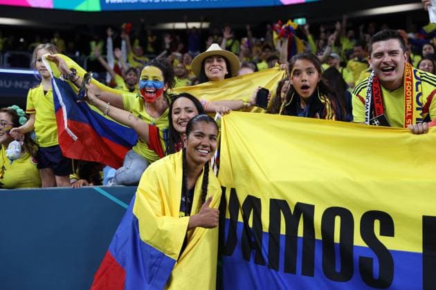 Sydney Football Stadium Sydney Football Stadium Arias Daniela of Colombia taking selfies with the fans and celebrating the victory over Germany at the end of the match, during the FIFA Women s World Cup Australia New Zealand 2023, Group H match between Germany and Colombia at Sydney Football Stadium on July 30, 2023 in Sydney, Australia. Final score: Germany 1 - Colombia 2. (Patricia Perez Ferraro SPP) (Patricia PÃ rez Ferraro SPP)  Copyright: xPatriciaxPÃ rezxFerrarox xSPPx spp-en-PaPFeSp-SPP_264481