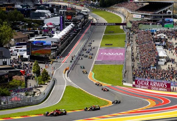 SPA - Charles Leclerc (Ferrari), Sergio Perez (Red Bull Racing), Lewis Hamilton (Mercedes), Carlos Sainz (Ferrari) and Max Verstappen (Red Bull Racing) during the start of the Grand Prix of Belgium at the Circuit de Spa-Francorchamps . ANP SEM VAN DER WAL F1 Grand Prix of Belgium 2023 xVIxANPxSportx xxANPxIVx 474540962 originalFilename: 474540962.jpg