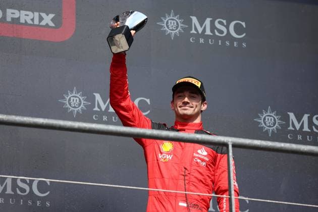 F1 Gran Prix of Belgium Charles Leclerc of Scuderia Ferrari on the podium at the end of the F1 Grand Prix of Belgium at Spa Francorchamps on July 30, 2023 Stavelot, Belgium. Stavelot Spa Francorchamps Belgium Copyright: xMarcoxCanonierox