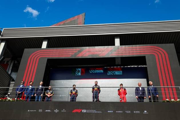 11 Sergio Perez (MEX, Oracle Red Bull Racing), 1 Max Verstappen (NLD, Oracle Red Bull Racing), 16 Charles Leclerc (MCO, Scuderia Ferrari), F1 Grand Prix of Belgium at Circuit de Spa-Francorchamps on July 30, 2023 in Spa-Francorchamps, Belgium. (Photo by HOCH ZWEI) Spa-Francorchamps Belgium