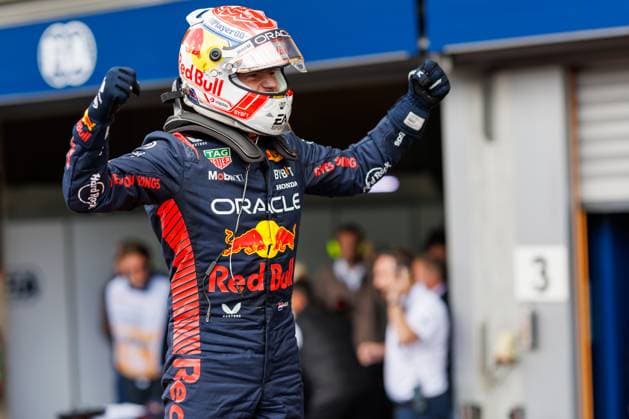 Max Verstappen (Red Bull Racing) bejubelt seinen Sieg, Grosser Preis von Belgien, Motorsport, Formel 1, Saison 2023, 30.07.2023 Grosser Preis von Belgien, Motorsport, Formel 1, Saison 2023, 30.07.2023 Spa Franchorchamps Copyright: xEibner-Pressefoto AlexanderxNeisx EP_ANS