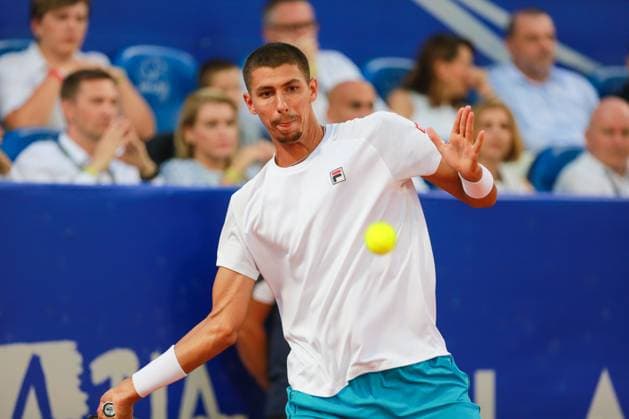Croatia, Umag, 300723. Plava Laguna Croatia Open Umag. Final between Swiss Stan Wawrinka and Australian Alexei Popyrin. In the photo: Alexei Popyrin. Photo: Goran Sebelic CROPIX Umag Copyright: xxGoranxSebelicx popyrin_wawrinka9-300723