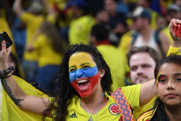 July 30, 2023, Sydney, Australia: Colombia fans pose for a photograph prior to start of the FIFA Women s World Cup 2023 football match between Germany and Colombia at Stadium Australia in Sydney. Sydney Australia - ZUMAr188 20230730_zip_r188_033 Copyright: xDanishxRavix