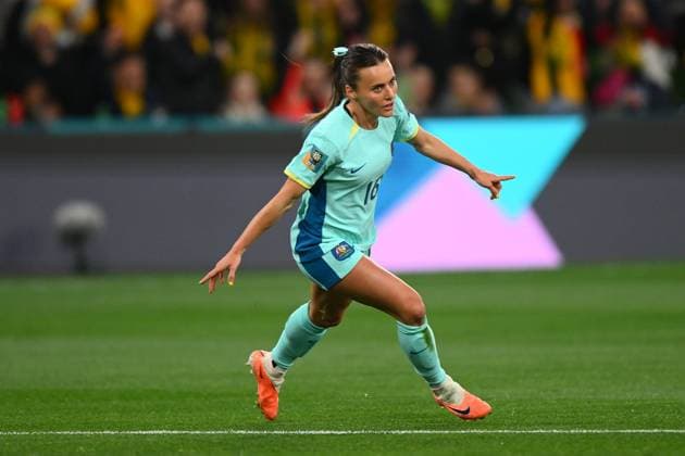 Mandatory Credit: Photo by Morgan Hancock Shutterstock (14028970v) Hayley Raso of Australia scores the first goal Canada Women v Australia Women, FIFA Women s World Cup, Group B, International Football, Melbourne Rectangular Stadium, Perth, Australia - 31 July 2023 Canada Women v Australia Women, FIFA Women s World Cup, Group B, International Football, Melbourne Rectangular Stadium, Perth, Australia - 31 July 2023  Copyright: xMorganxHancock Shutterstockx 14028970v