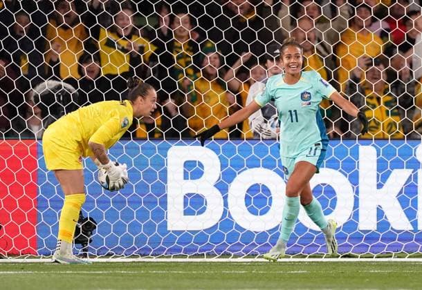Mandatory Credit: Photo by Shutterstock (14029229k) Mary Fowler of Australia celebrates after scoring a goal Canada Women v Australia Women, FIFA Women s World Cup, Group B, International Football, Melbourne Rectangular Stadium, Perth, Australia - 31 July 2023 Canada Women v Australia Women, FIFA Women s World Cup, Group B, International Football, Melbourne Rectangular Stadium, Perth, Australia - 31 July 2023 Copyright: xShutterstockx 14029229k