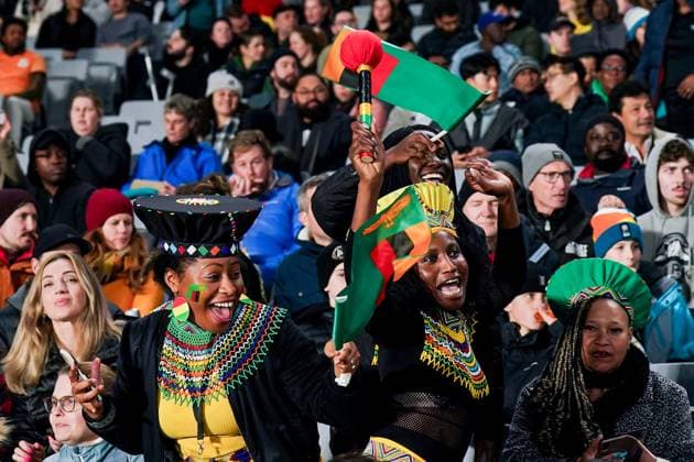 Auckland, New Zealand, July 26th 2023: Fans of Zambia during the FIFA Womens World Cup 2023 Group C football match between Spain and Zambia at Eden Park in Auckland, New Zealand. (Daniela Porcelli SPP)  Copyright: xDanielaxPorcellix xSPPx spp-en-DaPoSp-20230726-DP100544