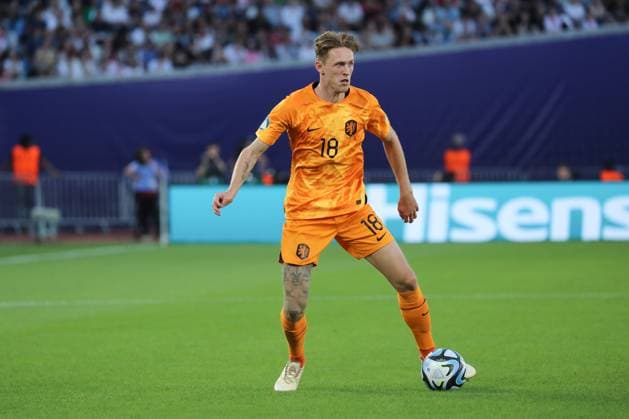 Wouter Burger of Netherlands runs with the ball during the UEFA Under-21 Euro 2023 Group A match between Netherlands and Georgia on June 27, 2023, The Boris Paitchadze Dinamo Arena, Tbilisi, Georgia. Tbilisi Boris Paitchadze Dinamo Arena, Akaki Tsereteli Avenue, Kukia, Didube District, Tbilisi, 0112, Georgia Georgia Copyright: xArturxStabulnieksx 238319