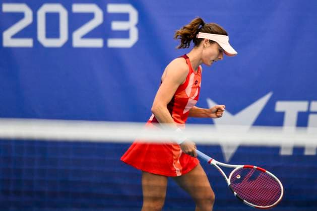 International women s tennis tournament, 1st round, Alize Cornet, pictured, (FRA) vs. Lucie Havlickova (CZE), in Prague, Czech Republic, July 31, 2023. (CTKxPhoto OndrejxDeml) CTKPhotoP2023073106435  CTKPhotoP2023073106435