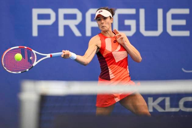 International women s tennis tournament, 1st round, Alize Cornet, pictured, (FRA) vs. Lucie Havlickova (CZE), in Prague, Czech Republic, July 31, 2023. (CTKxPhoto OndrejxDeml) CTKPhotoP2023073106437  CTKPhotoP2023073106437
