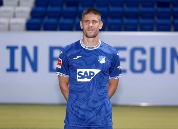 Andre Kramaric , TSG 1899 Hoffenheim . Porträttermin TSG 1899 Hoffenheim 2023-2024 . Zuzenhausen, GER, 01.08.2023 ,Fussball 1. Bundesliga 2023 2024 . Editorial use only !