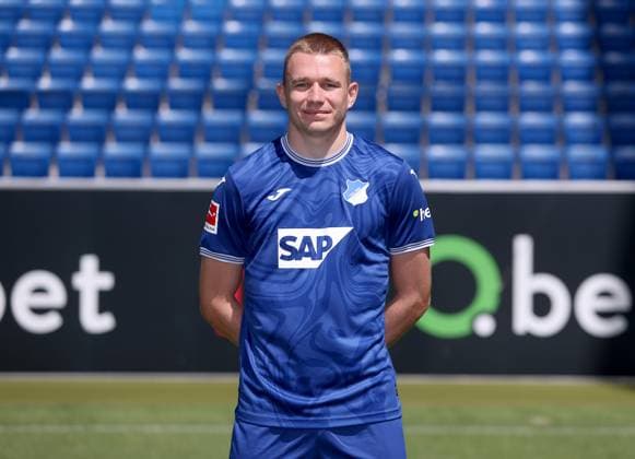 Attila Szalai , TSG 1899 Hoffenheim . Porträttermin TSG 1899 Hoffenheim 2023-2024 . Zuzenhausen, GER, 01.08.2023 ,Fussball 1. Bundesliga 2023 2024 . Editorial use only !
