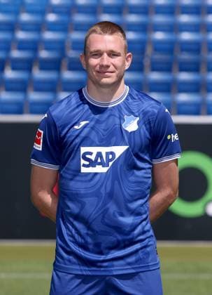 Attila Szalai , TSG 1899 Hoffenheim . Porträttermin TSG 1899 Hoffenheim 2023-2024 . Zuzenhausen, GER, 01.08.2023 ,Fussball 1. Bundesliga 2023 2024 . Editorial use only !