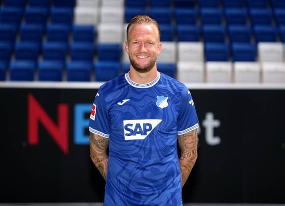 Kevin Vogt , TSG 1899 Hoffenheim . Porträttermin TSG 1899 Hoffenheim 2023-2024 . Zuzenhausen, GER, 01.08.2023 ,Fussball 1. Bundesliga 2023 2024 . Editorial use only !