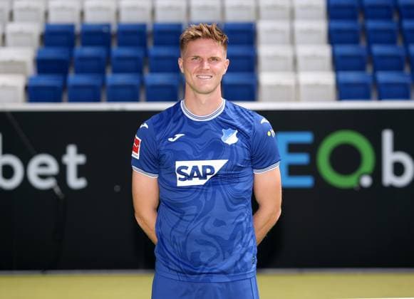 Marius Bülter , TSG 1899 Hoffenheim . Porträttermin TSG 1899 Hoffenheim 2023-2024 . Zuzenhausen, GER, 01.08.2023 ,Fussball 1. Bundesliga 2023 2024 . Editorial use only !