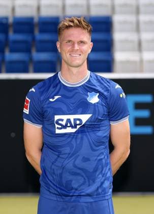 Marius Bülter , TSG 1899 Hoffenheim . Porträttermin TSG 1899 Hoffenheim 2023-2024 . Zuzenhausen, GER, 01.08.2023 ,Fussball 1. Bundesliga 2023 2024 . Editorial use only !