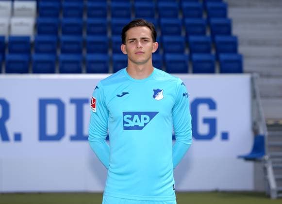 Nahuel Noll , TSG 1899 Hoffenheim . Porträttermin TSG 1899 Hoffenheim 2023-2024 . Zuzenhausen, GER, 01.08.2023 ,Fussball 1. Bundesliga 2023 2024 . Editorial use only !