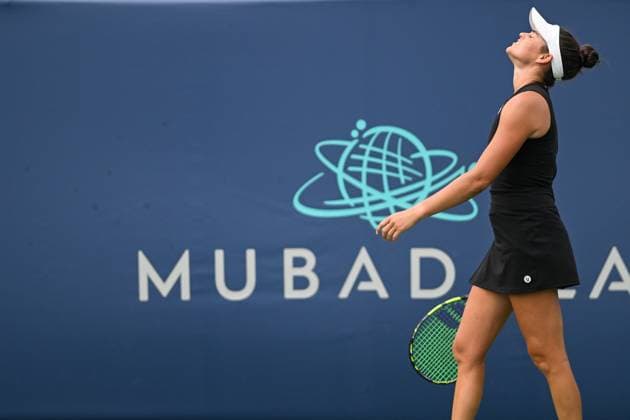 August 1, 2023, Washington, D.C, U.S: JENNIFER BRADY reacts after losing a point during her match at the Rock Creek Tennis Center. Washington U.S. - ZUMAg196 20230801_zap_g196_031 Copyright: xKylexGustafsonx