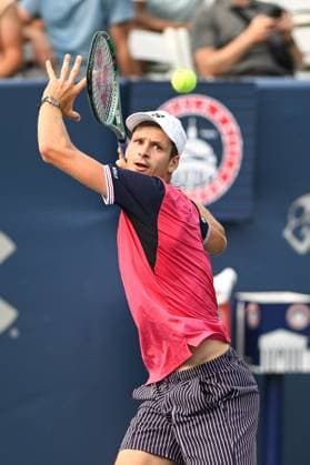 August 1, 2023, Washington, D.C, U.S: HUBERT HURKACZ hits a forehand during his match at the Rock Creek Tennis Center. Washington U.S. - ZUMAg196 20230801_zap_g196_057 Copyright: xKylexGustafsonx