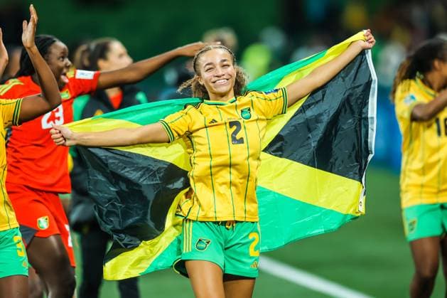 Sport Themen der Woche KW31 Sport Bilder des Tages August 2, 2023, Melbourne, Victoria, Australia: MELBOURNE, AUSTRALIA - AUGUST 02: Solai WASHINGTON of Jamaica celebrates drawing with Brazil and going to knock out stages at the FIFA Women s World Cup Australia & New Zealand 2023 at Melbourne Rectangular Stadium on August 02, 2023 Melbourne Australia - ZUMAp121 20230802_zsp_p121_048 Copyright: xChrisxPutnamx