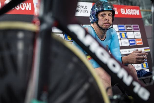 Belgian Diederick Schelfhout pictured before the Men C2 Individual Pursuit qualification event in Glasgow, Scotland, part of UCI World Championships Cycling, Wednesday 02 August 2023. UCI organise the worlds with all cycling disciplines, Road cycling, Rad, Radsport, Strasse indoor cycling, mountainbike, BMX racing, road paracycling and indoor paracycling, in Glasgow from 05 to 13 August. DAVIDxPINTENS x71528428x
