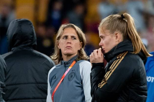 Britta Carlson (Deutschland, Co-Trainerin), Sjoeke Nuesken (Deutschland, 15) ist enttauescht ueber das Unentschieden und ausscheiden nach der Gruppenphase, AUS, Suedkorea vs Deutschland, FIFA Frauen Fussball Weltmeisterschaft Australien 2023, 3. Spieltag, Gruppe H, 03.08.2023 AUS, Suedkorea vs Deutschland, FIFA Frauen Fussball Weltmeisterschaft Australien 2023, 3. Spieltag, Gruppe H, 03.08.2023 Brisbane Copyright: xEibner-Pressefoto Memmlerx EP_MMR
