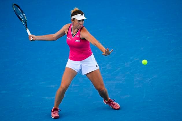 Linda Noskova (Czech Republic) in action against Ankita Raina (India) during the WTA, Tennis Damen Prague Open 2023 tennis tournament, 2nd round, on August 3, 2023, in Prague, Czech Republic. (CTKxPhoto OndrejxDeml) CTKPhotoP2023080307104  CTKPhotoP2023080307104