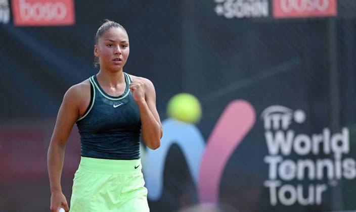 Tennis ITF Tour Ladies Open Hechingen 2023 03.08.2023 Sofia Costoulas (BEL) jubelt