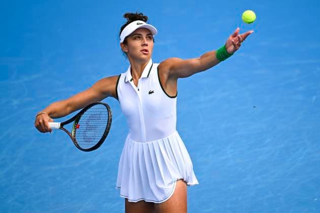 Jaqueline Cristian of Romania in action during match against Kateryna Baindl of Ukraine within the WTA, Tennis Damen Prague Open 2023 tennis tournament, 3rd round, on August 4, 2023, in Prague, Czech Republic. (CTKxPhoto OndrejxDeml) CTKPhotoP2023080404114  CTKPhotoP2023080404114