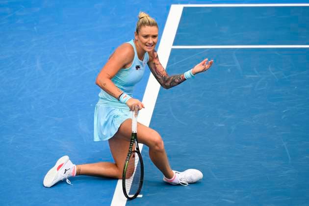 Tereza Martincova of Czech Republic during the match against Nao Hibino of Japan within the WTA, Tennis Damen Prague Open 2023 tennis tournament, 3rd round, on August 4, 2023, in Prague, Czech Republic. (CTKxPhoto OndrejxDeml) CTKPhotoP2023080404748  CTKPhotoP2023080404748