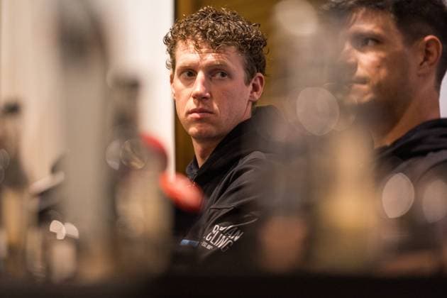 Belgian Nathan Van Hooydonck of Jumbo-Visma pictured during a press conference, PK, Pressekonferenz at the UCI Road World Championships Cycling 2023, in Glasgow, United Kingdom on Friday 04 August 2023. UCI organizes the worlds with all cycling disciplines, Road cycling, Rad, Radsport, Strasse indoor cycling, mountain bike, BMX racing, road paracycling and indoor paracycling, in Glasgow from 05 to 13 August. DAVIDxPINTENS x71593257x
