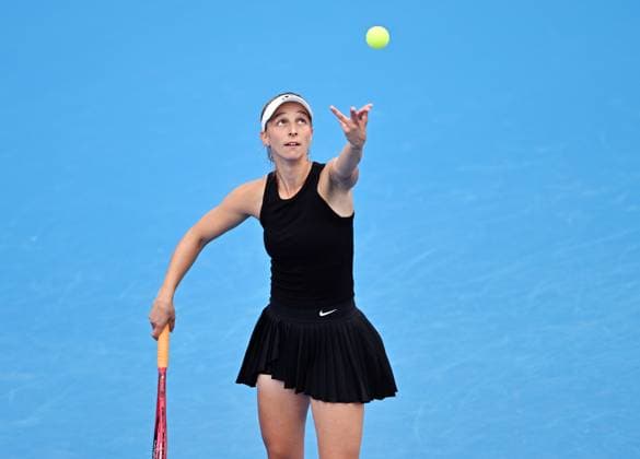 Tamara Korpatsch of Germany in action during match against Czech Linda Noskova at the WTA, Tennis Damen Prague Open 2023 tennis tournament, semi-final, on August 6, 2023, in Prague, Czech Republic. (CTKxPhoto MichaelaxRihova) CTKPhotoP2023080603680  CTKPhotoP2023080603680