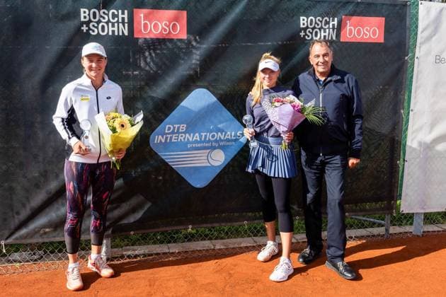 Ziva Falkner, Brenda Fruhvirtova bei Siegerehrung 24. boso Ladies Open Hechingen, Tennis, Damen, 06.08.2023, 24. boso Ladies Open Hechingen, Tennis, Damen, 06.08.2023, Hechingen Copyright: xEibner-Pressefoto MaxxVogelx EP_MVL