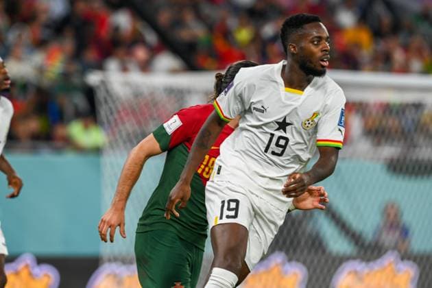 DOHA, QATAR - NOVEMBER 24: Inaki Williams of Ghana Ruben Neves of Portugal and Ruben Neves of Portugal during the 2022 FIFA World Cup, WM, Weltmeisterschaft, Fussball match between Portugal and Ghana at the Stadium 974 on November 24, 2022 in Doha, Qatar. Photo by Otisoro Copyright: xx