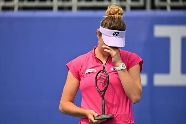 Czech Linda Noskova after the match with Nao Hibino of Japan at the WTA, Tennis Damen Prague Open 2023 tennis tournament, final, on August 7, 2023, in Prague, Czech Republic. Nao Hibino won. (CTKxPhoto MichalxKamaryt) CTKPhotoP2023080703404  CTKPhotoP2023080703404
