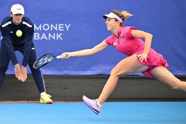 Czech Linda Noskova in action during match against Nao Hibino of Japan at the WTA, Tennis Damen Prague Open 2023 tennis tournament, final, on August 7, 2023, in Prague, Czech Republic. (CTKxPhoto MichalxKamaryt) CTKPhotoP2023080703621  CTKPhotoP2023080703621