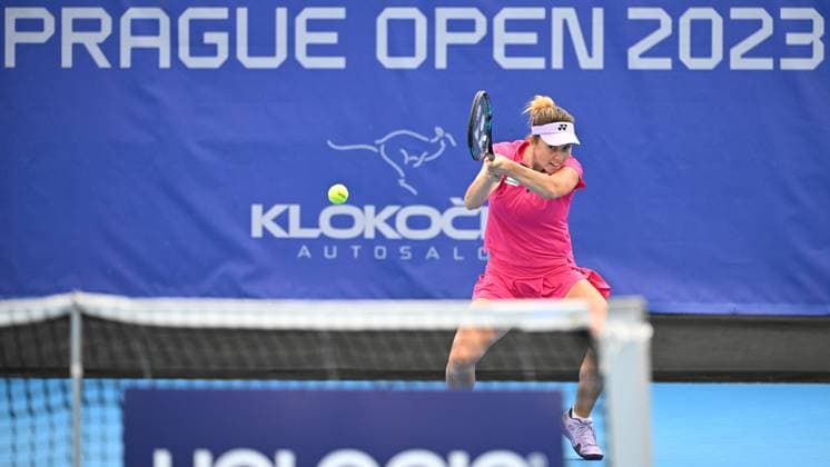 Czech Linda Noskova in action during match against Nao Hibino of Japan at the WTA, Tennis Damen Prague Open 2023 tennis tournament, final, on August 7, 2023, in Prague, Czech Republic. (CTKxPhoto MichalxKamaryt) CTKPhotoP2023080705276  CTKPhotoP2023080705276