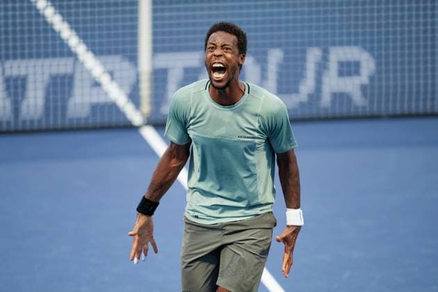 TORONTO, ON - AUGUST 07: Gael Monfils of France reacts after winning a point during his first round match of the National Bank Open, part of the Hologic ATP, Tennis Herren Tour, at Sobeys Stadium on August 7, 2023 in Toronto, Canada. (Photo by Julian Avram Icon Sportswire) TENNIS: AUG 07 National Bank Open EDITORIAL USE ONLY Icon2308070025