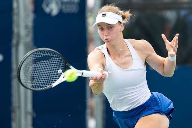 August 08, 2023: Liudmila Samsonova returns the ball during the WTA, Tennis Damen National Bank Open first round match at IGA Stadium in Montreal, Quebec. CSM Montreal Canada - ZUMAc04_ 20230808_zma_c04_087 Copyright: xDanielxLeax