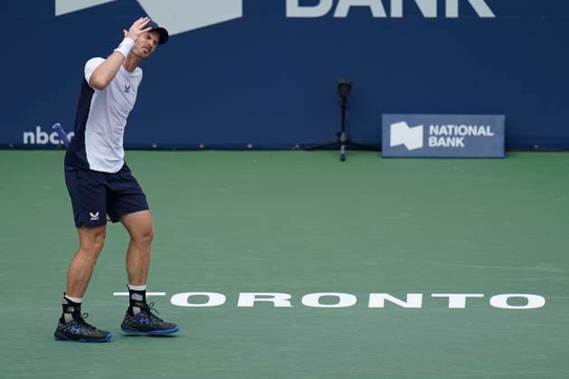 August 8, 2023, Toronto, Ontario, Canada: ANDY MURRAY reacts to missing a point during a match against Lorenzo Sonego at The National Bank Open ATP, Tennis Herren tournament in Toronto Toronto Canada - ZUMAm215 20230808_zip_m215_006 Copyright: xArlynxMcAdoreyx