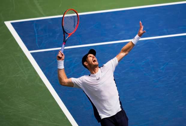 August 8, 2023, TORONTO, ON, Canada: Great Britain s Andy Murray serves to Italy s Lorenzo Sonego during tennis action at the National Bank Open in Toronto, Tuesday, Aug. 8, 2023. Canada News - August 8, 2023  - ZUMAc35_ 20230808_zaf_c35_027 Copyright: xMarkxBlinchx