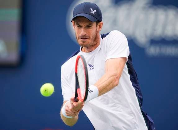 August 8, 2023, TORONTO, ON, Canada: Great Britain s Andy Murray returns a shot to Italy s Lorenzo Sonego during tennis action at the National Bank Open in Toronto, Tuesday, Aug. 8, 2023. Canada News - August 8, 2023  - ZUMAc35_ 20230808_zaf_c35_028 Copyright: xMarkxBlinchx