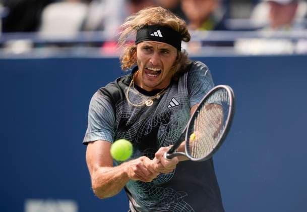 August 8, 2023, TORONTO, ON, Canada: Germany s Alexander Zverev returns a shot to Netherlands Tallon Griekspoor during tennis action of the National Bank Open in Toronto, Tuesday, Aug. 8, 2023. Canada News - August 8, 2023  - ZUMAc35_ 20230808_zaf_c35_059 Copyright: xMarkxBlinchx