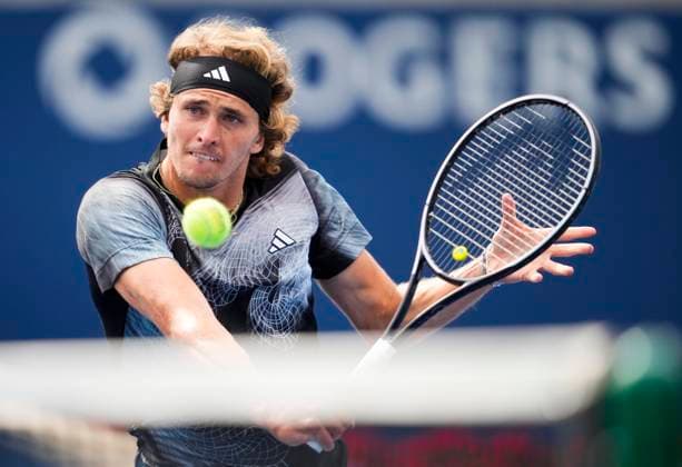 August 8, 2023, TORONTO, ON, Canada: Germany s Alexander Zverev returns a shot to Netherlands Tallon Griekspoor during tennis action of the National Bank Open in Toronto, Tuesday, Aug. 8, 2023. Canada News - August 8, 2023  - ZUMAc35_ 20230808_zaf_c35_068 Copyright: xMarkxBlinchx
