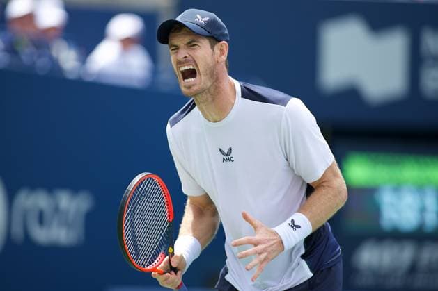 Andy Murray of Great Britain reacts to a lost point against Lorenzo Sonego of Italy on day four of the 2023 National Bank Open at Sobeys Arena on August 8, 2023 in Toronto, Ontario, Canada. Noxthirdxpartyxsales  (225970890)
