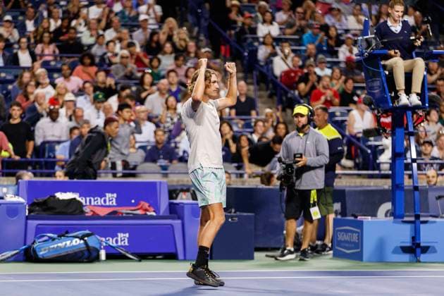 August 8, 2023, TORONTO, ON, Canada: Max Purcell of Australia celebrates after defeating Felix Auger-Aliassime of Canada during National Bank Open tennis in Toronto, Tuesday, Aug. 8, 2023. Canada News - August 8, 2023  - ZUMAc35_ 20230808_zaf_c35_107 Copyright: xColexBurstonx