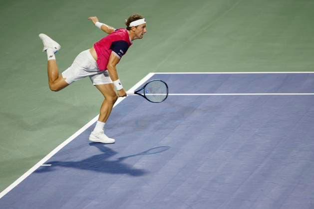 August 8, 2023, TORONTO, ON, Canada: Casper Ruud of Norway serves a ball to Jiri Lehecka of Czech Republic during National Bank Open tennis in Toronto, Tuesday, Aug. 8, 2023. Canada News - August 8, 2023  - ZUMAc35_ 20230808_zaf_c35_120 Copyright: xColexBurstonx