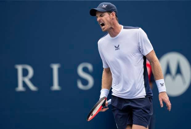 (230809) -- TORONTO, Aug. 9, 2023 -- Andy Murray reacts during the men s singles first round match between Andy Murray of Britain and Lorenzo Sonego of Italy at the National Bank Open tennis tournament in Toronto, Canada, on Aug. 8, 2023. (Photo by Xinhua) (SP)CANADA-TORONTO-TENNIS-NATIONAL BANK OPEN-MEN S SINGLES ZouxZheng 