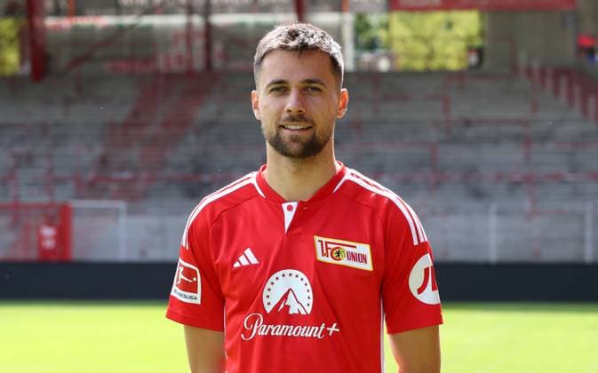 Milos Pantovic; 1.FC Union Berlin FCU 1.BL Bundesliga Porträttermin Saison 2023 2024 Kader, Porträt, Vorstellung, Präsentation, Pressetermin, GER 09.08.23